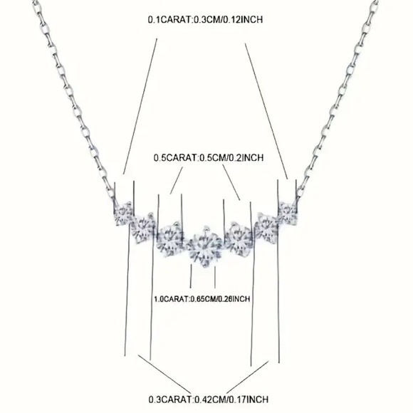Seven-Star Sparkling Moissanite necklace 17INCH 925 silver - Picture 5 of 5